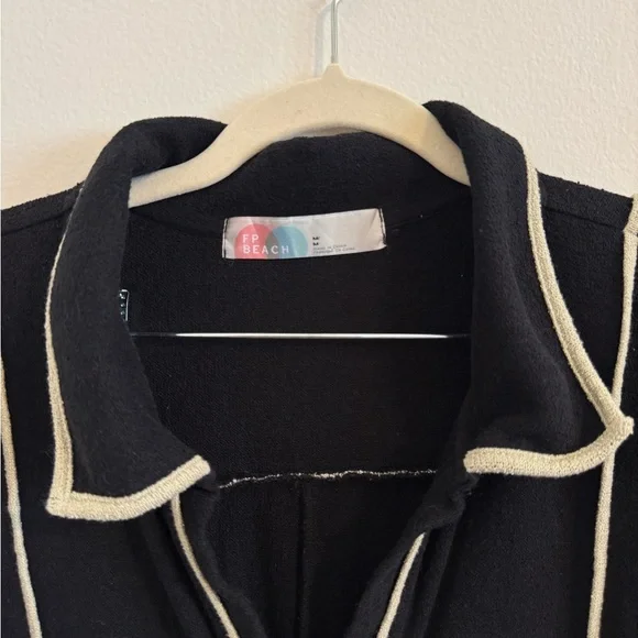 Black Button-Up Polo Romper - Picture 2 of 4